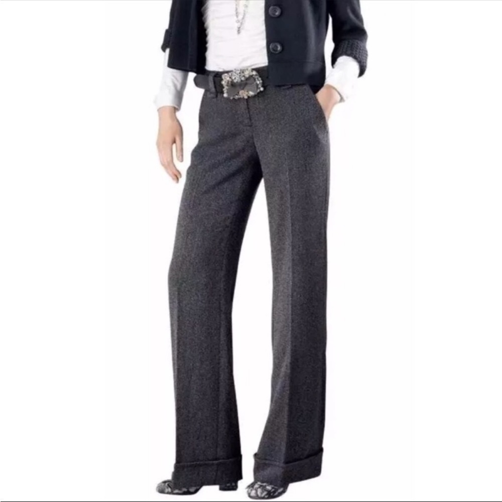 NWT CAbi 650 Modern Trouser Black Herringbone 8